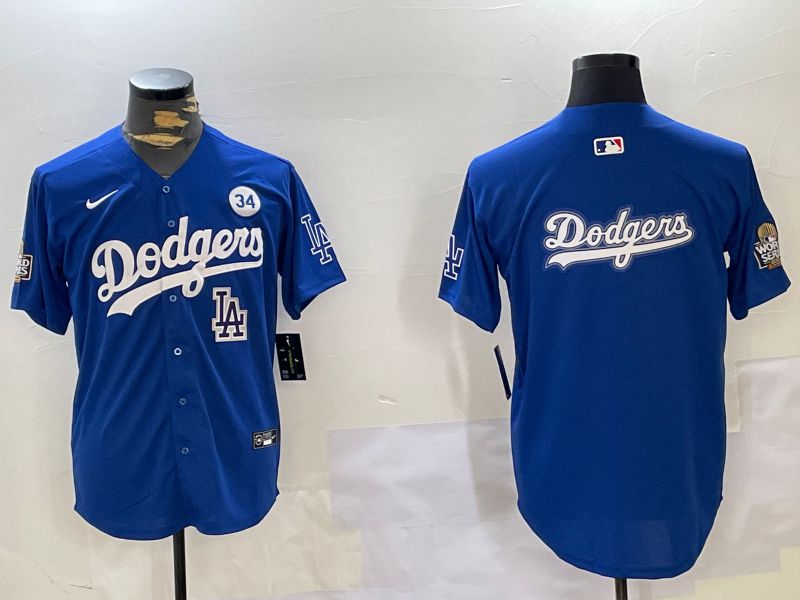 Men Los Angeles Dodgers Blank Blue Game 2024 Nike MLB Jersey style 11205